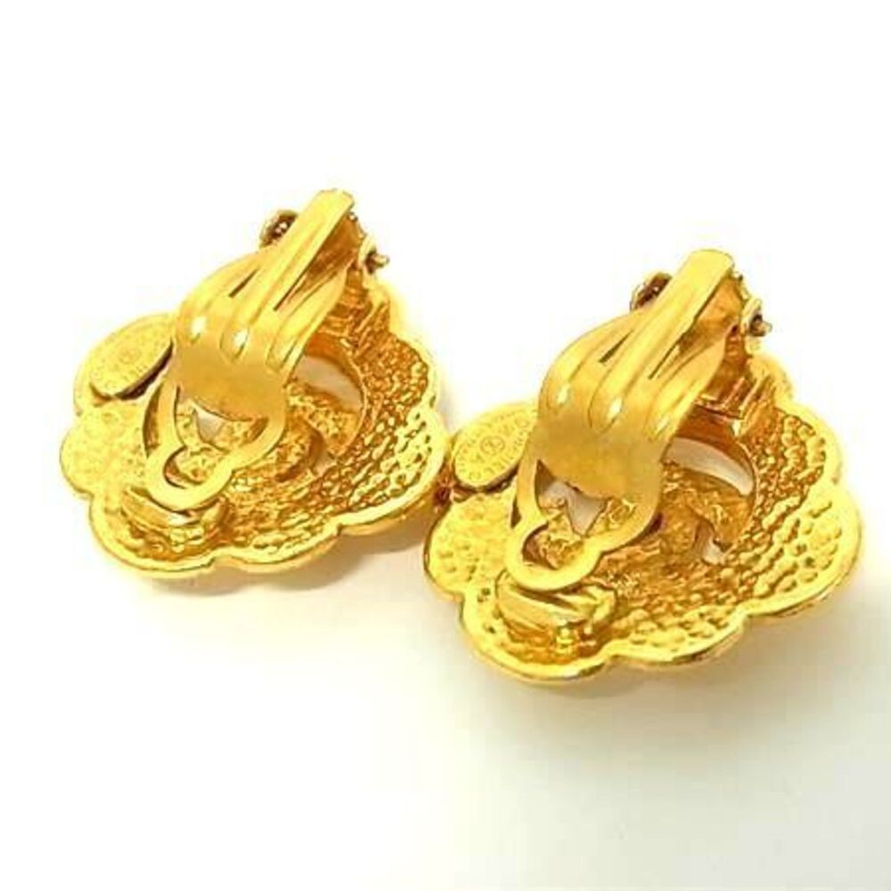 CHANEL Authentic Gold Logo Earrings - Picture 3 of 3